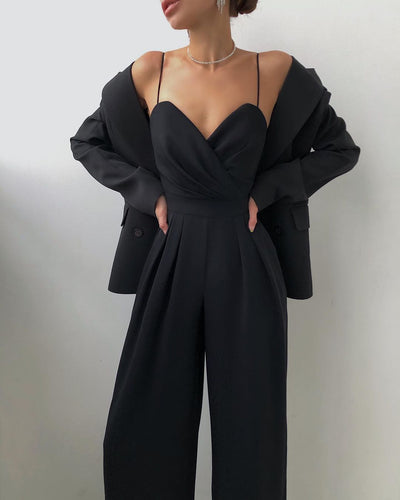 Rebecca – Jumpsuit mit geradem Bein und hoher Taille und Spaghettiträgern