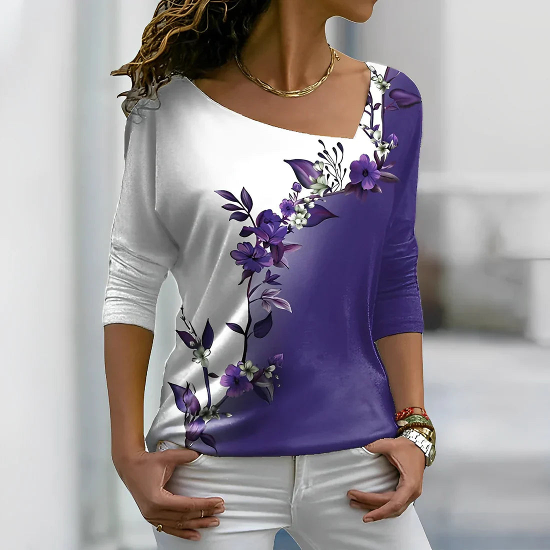 Octavia - Florales kontrastfarbiges Art Shirt