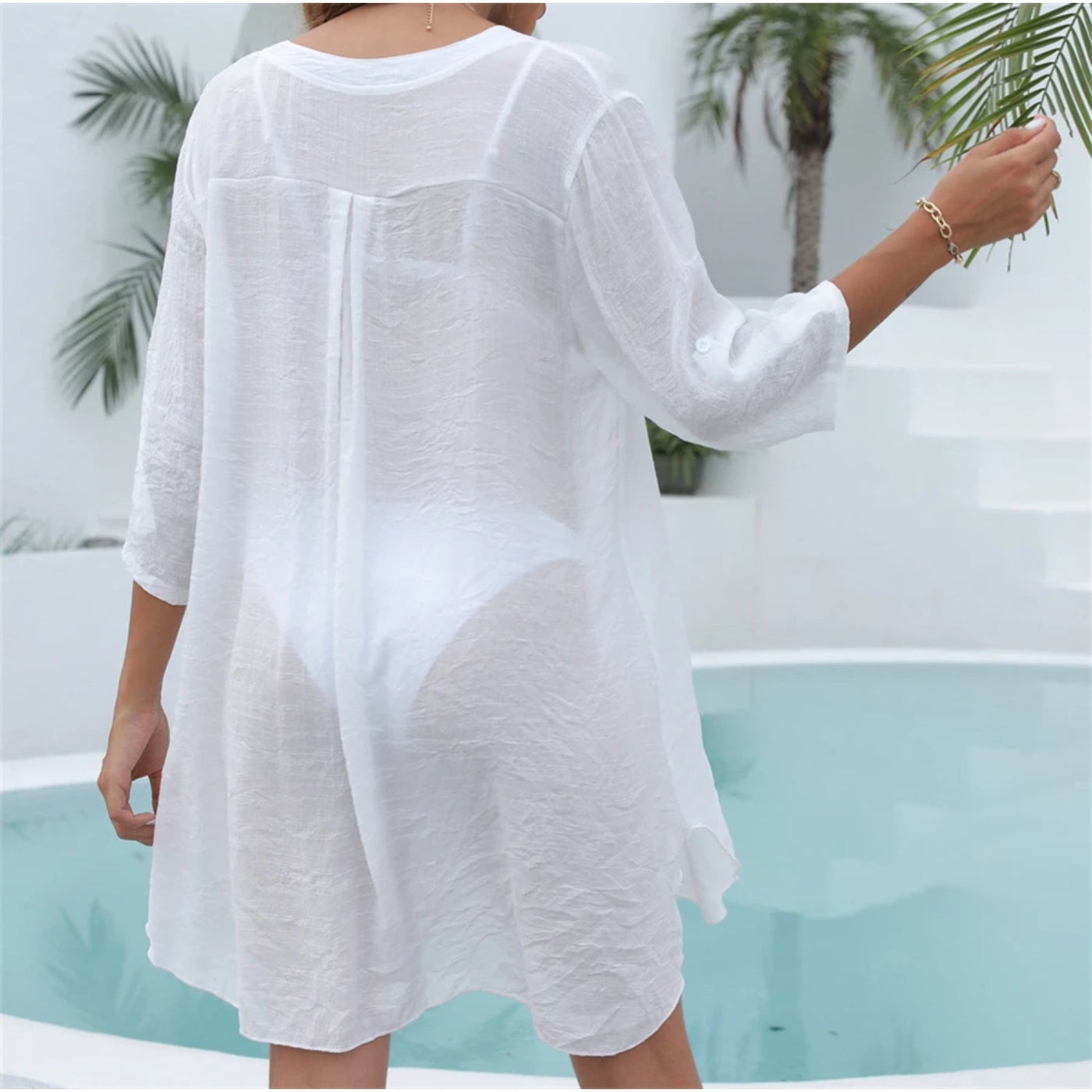 MODA zwarte revers lichtgewicht lange zomer blouse