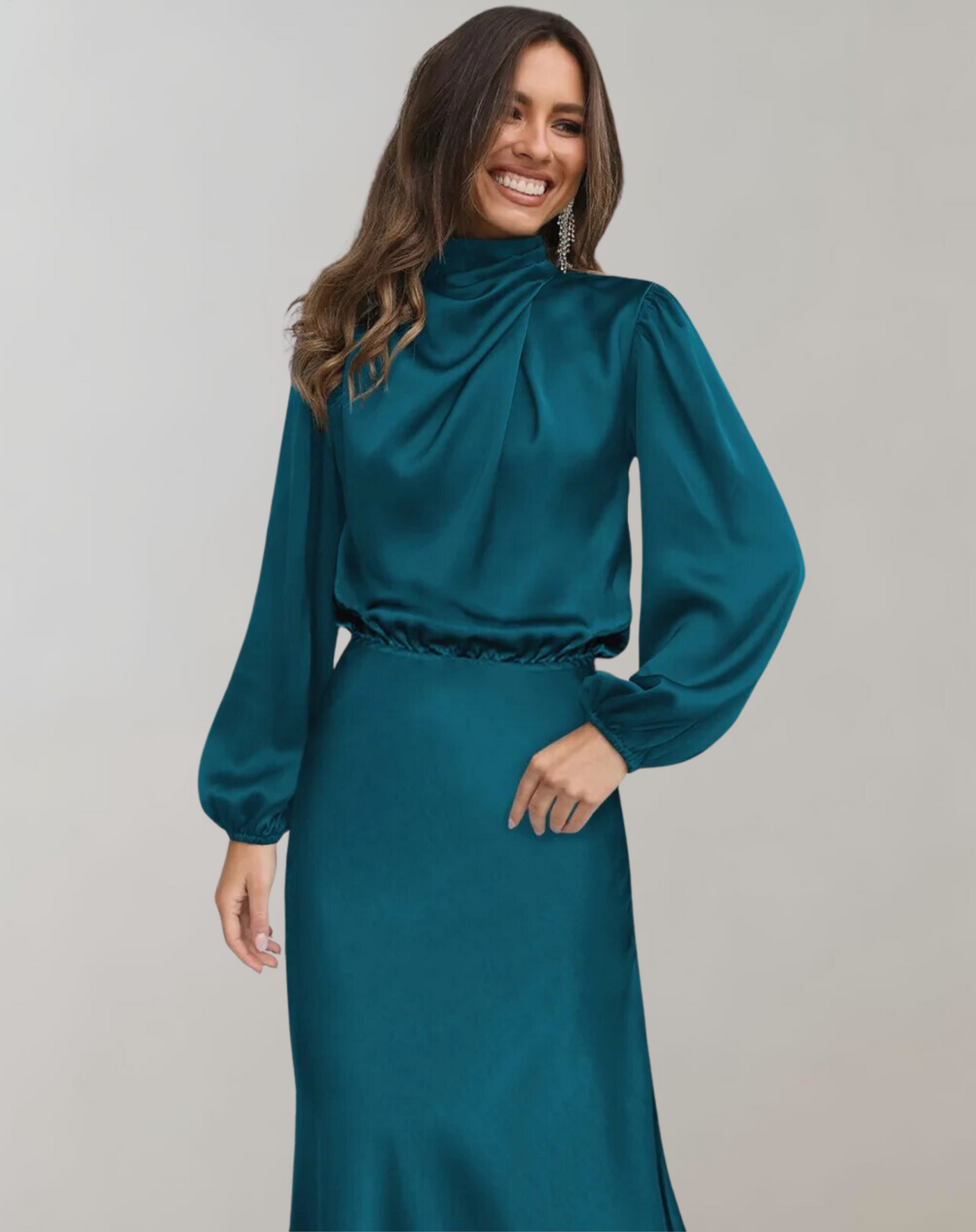 DolceMode | Kleid mit Satinärmeln