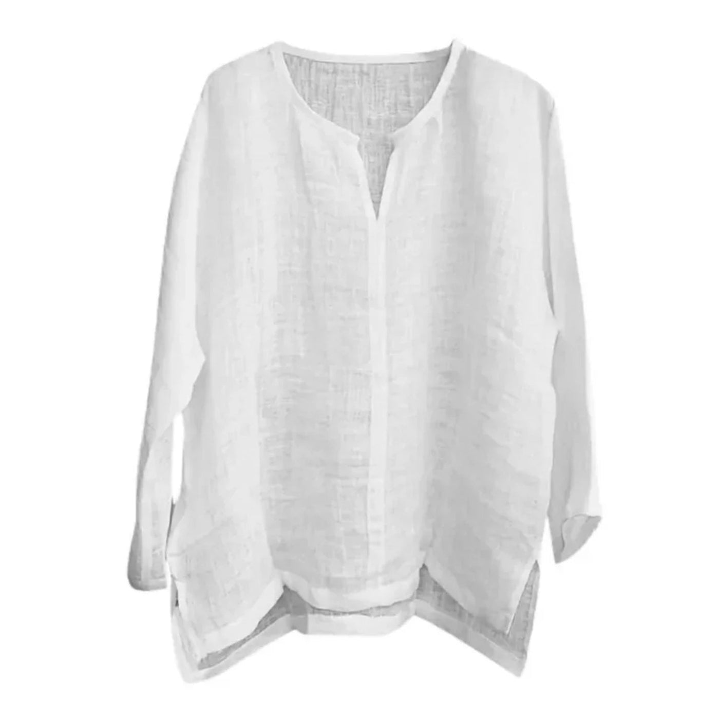 MODA kaki ademend comfortabel linnen dames blouse