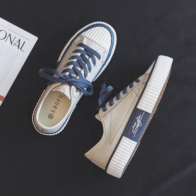 MODA contrasterende veters lage top canvas schoenen