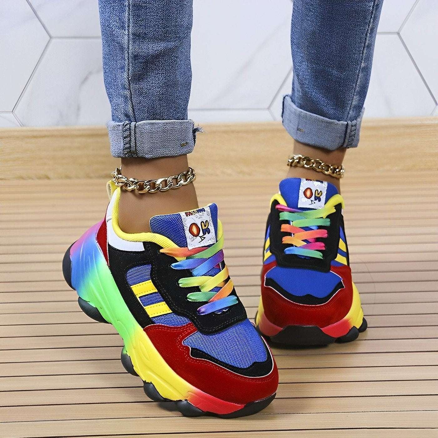 Iris™ Mehrfarbige Orthopädische Laufschuhe In Regenbogenfarben