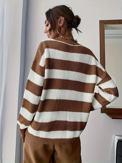 Playful Patterns Casual Color Block Striped Knit Sweater