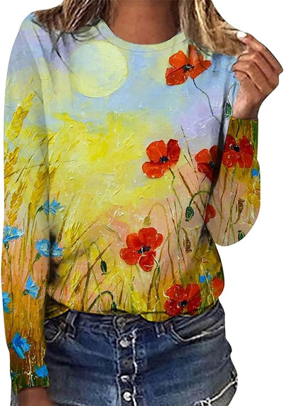 Élise Fauve® - Geel Dames Artie-Print T-shirt