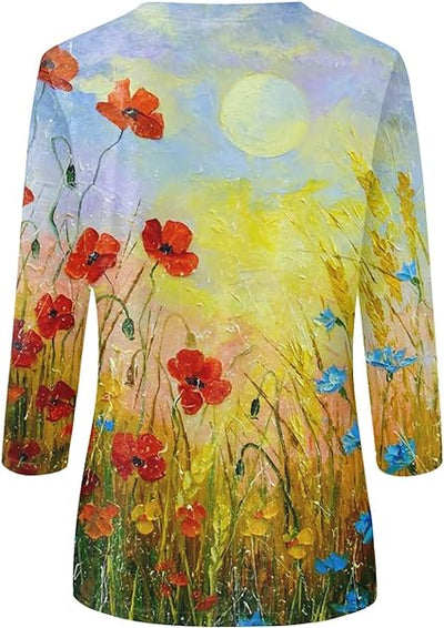 Élise Fauve® - Geel Dames Artie-Print T-shirt