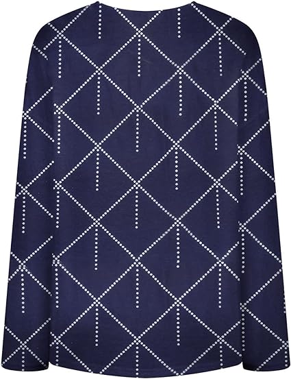 Leá Martin® - Marineblauw Vrouwen Geometrische Blouse