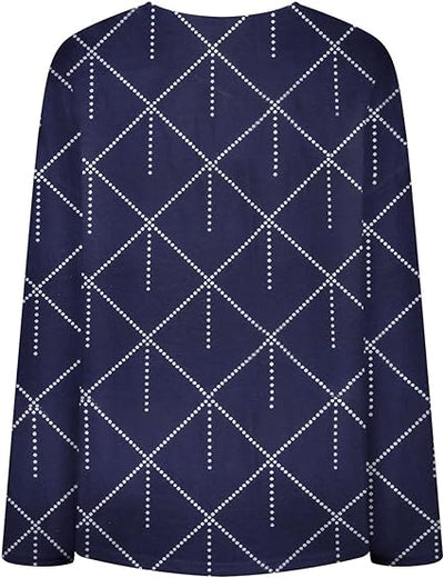 Leá Martin® - Marineblauw Vrouwen Geometrische Blouse