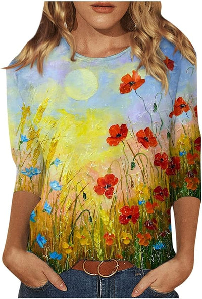 Élise Fauve® - Geel Dames Artie-Print T-shirt