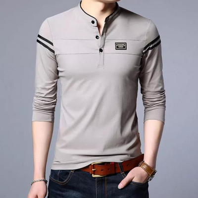 "Elegante Leichtigkeit" Herren Langarm-Polo-Shirt von Stilvoll