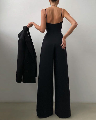 Rebecca – Jumpsuit mit geradem Bein und hoher Taille und Spaghettiträgern