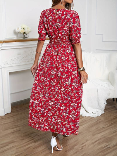 Amelia – kleid mit rundhalsausschnitt und blumendruck für frühling und sommer