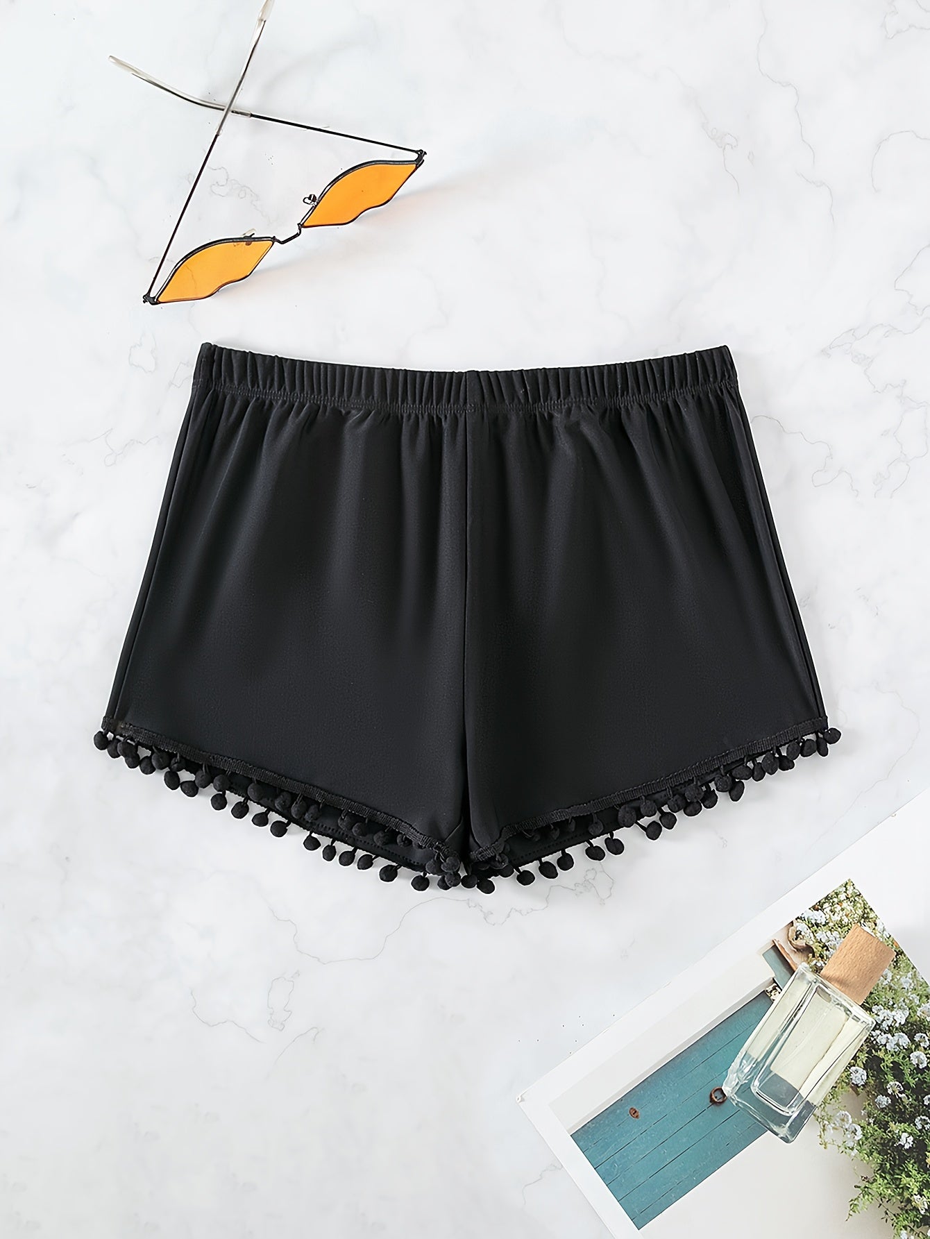 Weiße Pompon-Shorts - Kira