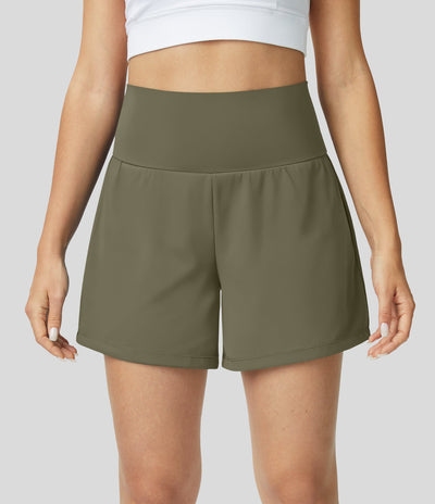 2-in-1-Yoga-Shorts mit hoher Taille, Gesäßtasche und Seitentasche - Joci