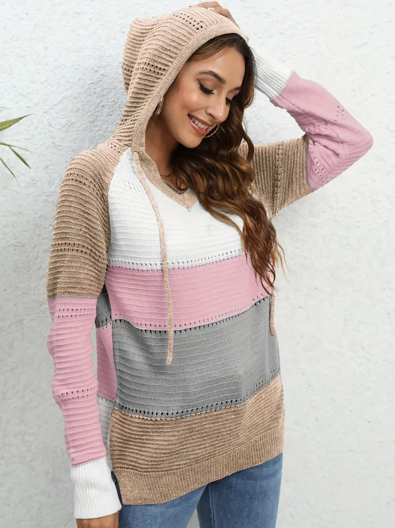 Sweater met kraag en kleurblok