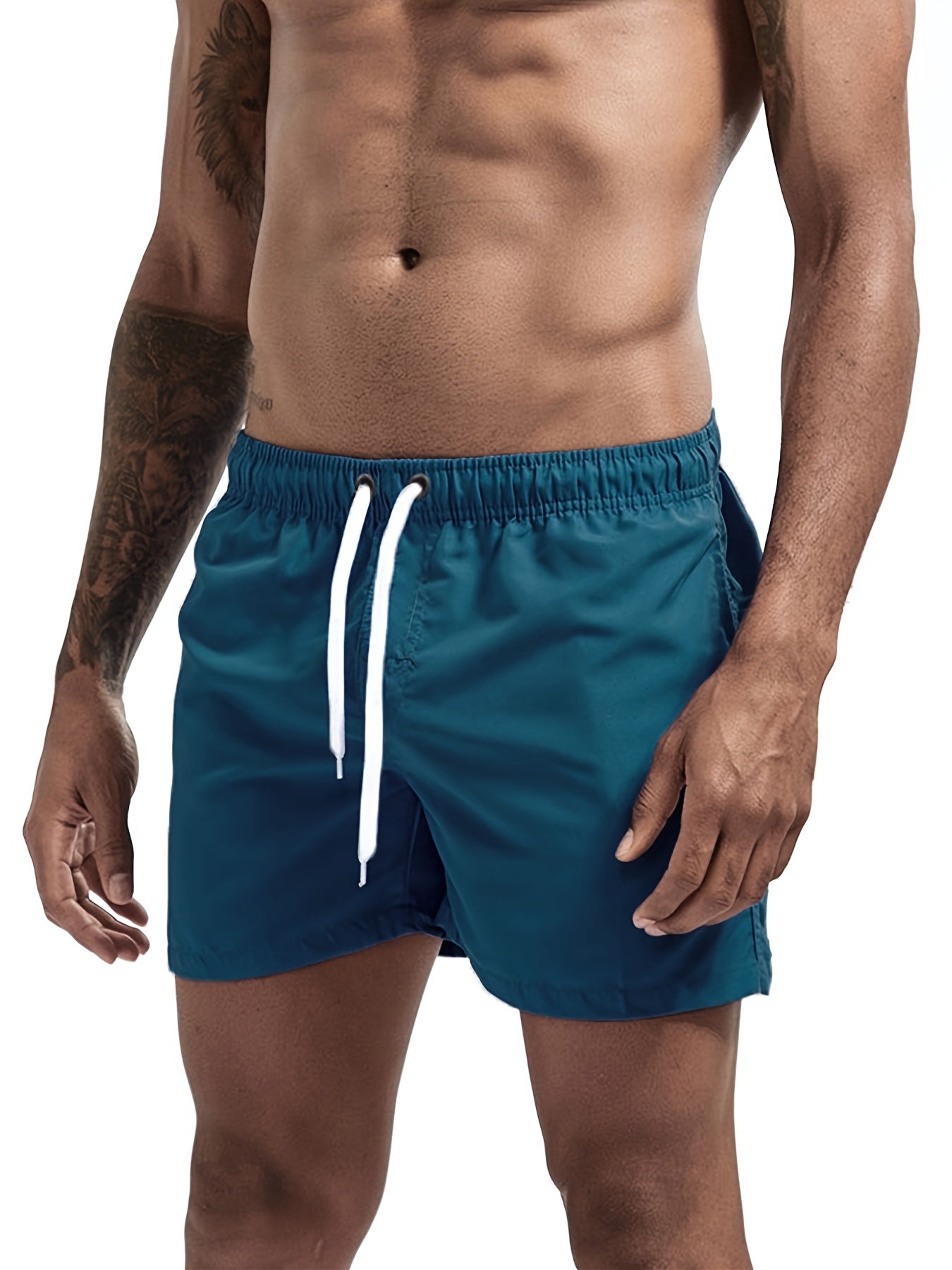 Herren Sport Shorts mit Kordelzug - Pfauenblau