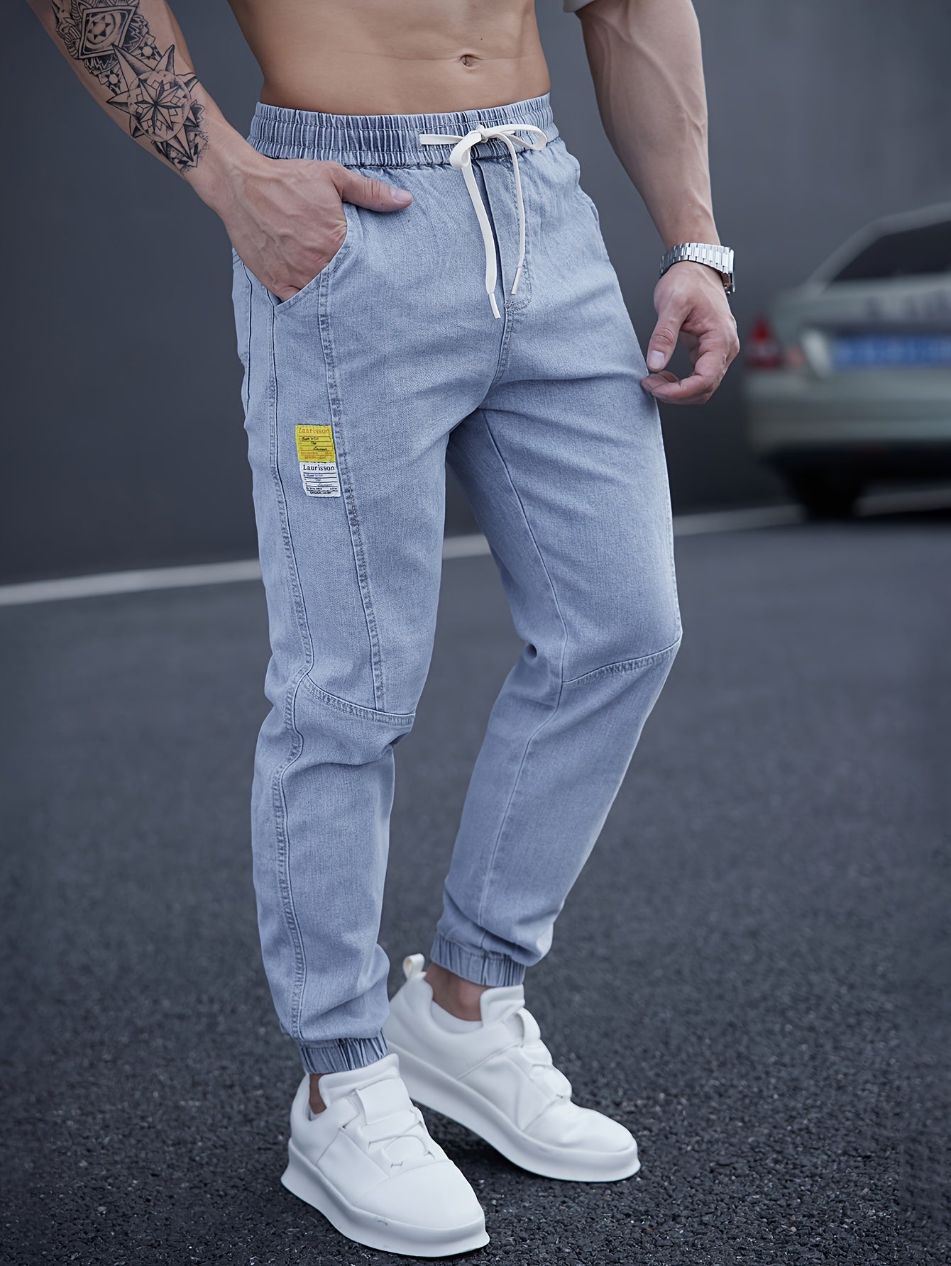 Schwarze Herren-Jeans-Jogger mit lockerem Schnitt