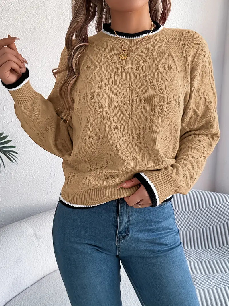 Raffinierter gestreifter Pullover mit Rundhalsausschnitt