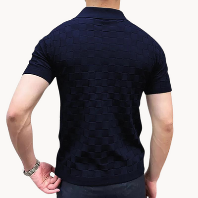 Pim | Jacquard polo in blauw