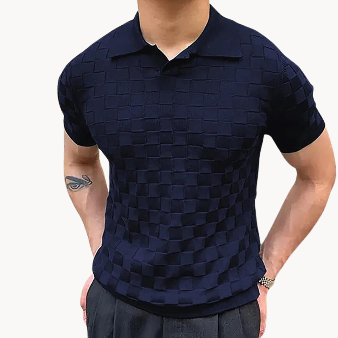 Pim | Jacquard polo in blauw