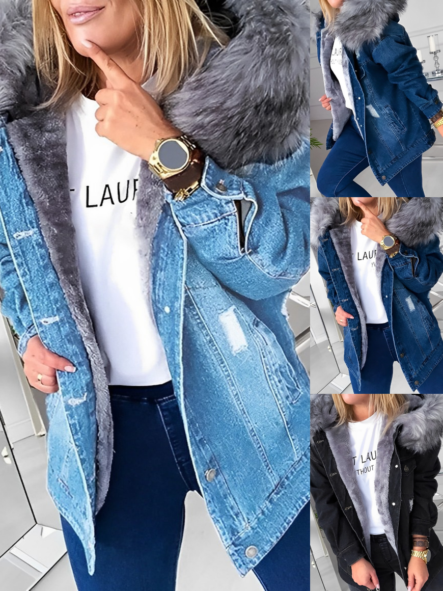 Bliss - Laurel Jeansjacke mit Pelz