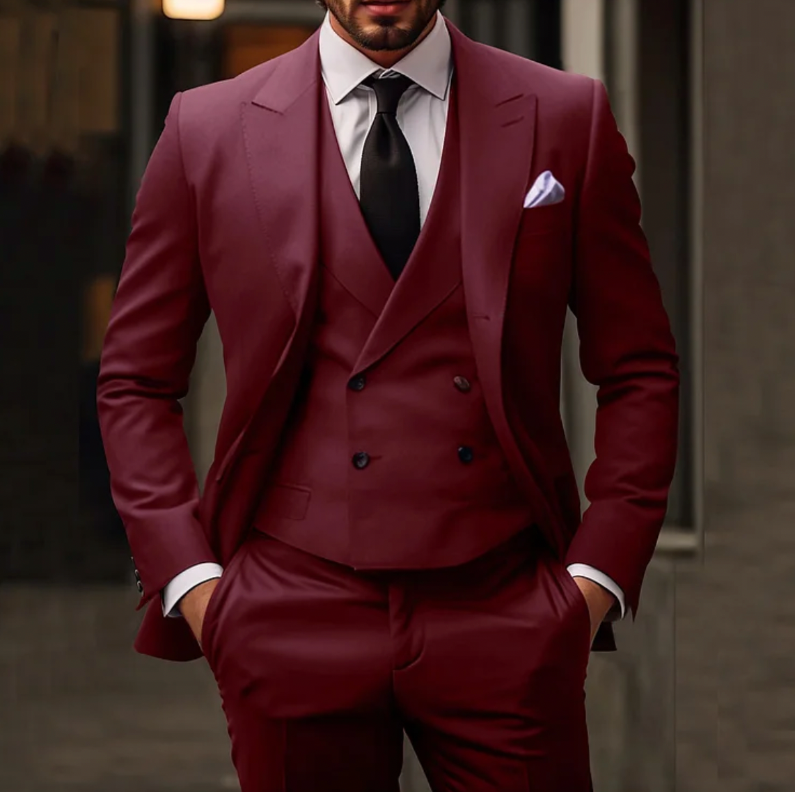 DolceMode | 3-teiliges set für herren bestehend aus schlichtem business-blazer, weste und hose