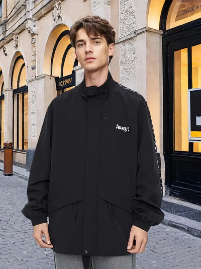 Lässige wasserdichte Windbreaker-Jacke für Männer, Stehkragen-Jacke