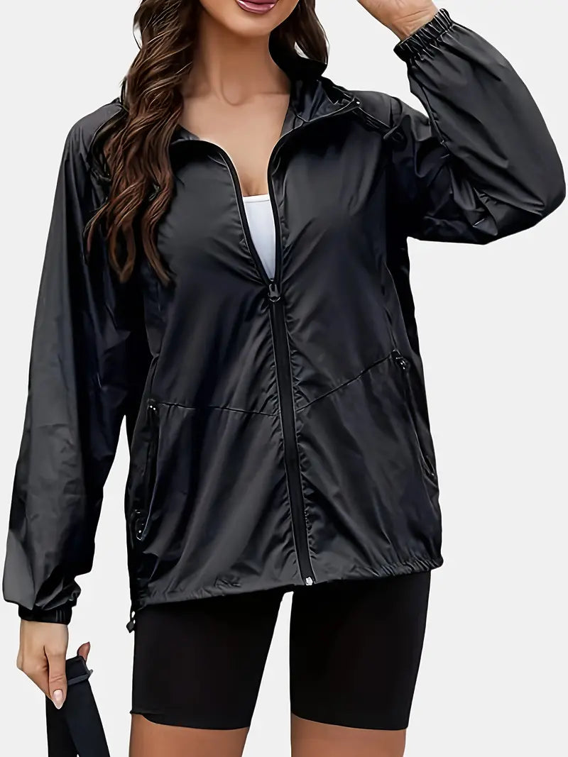 Plus Size Sportjacke mit Kapuze für Frauen - Polyester 100%