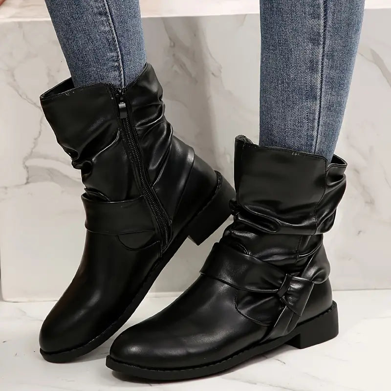 Schicke Plus Size Damenstiefel - Retro British Style mit Seitenreißverschluss