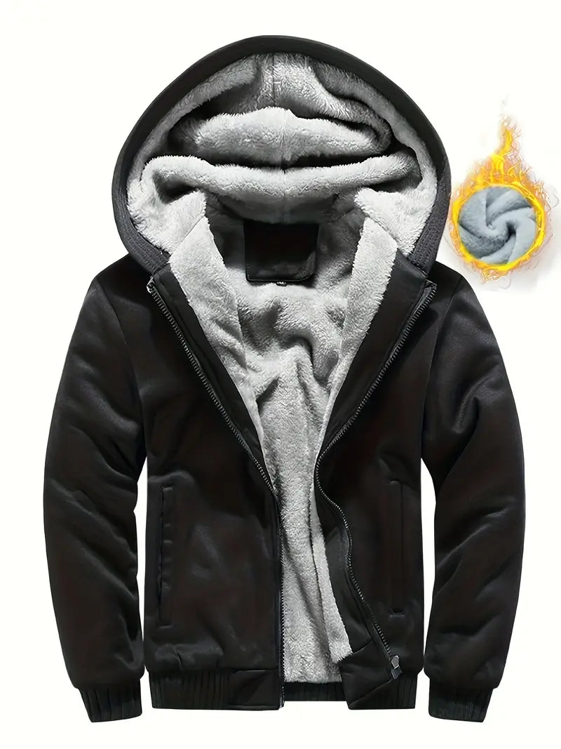 Winter Warm Fleece Zipper Hooded Jacket, Solid Farbe verdickt lässig Hoodie