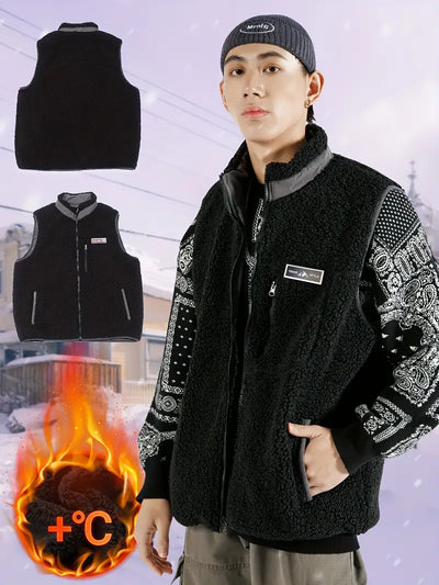 FireBrick Reversible Fleece Weste für Männer - ärmellos, warm und dick