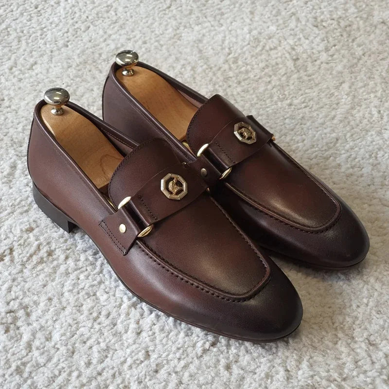 KönigMann Elegante Braune Herren-Slipper