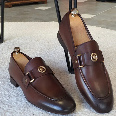 KönigMann Elegante Braune Herren-Slipper