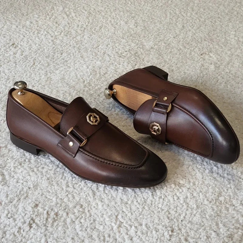 KönigMann Elegante Braune Herren-Slipper