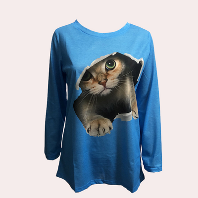 Damesblouse met kattenprint