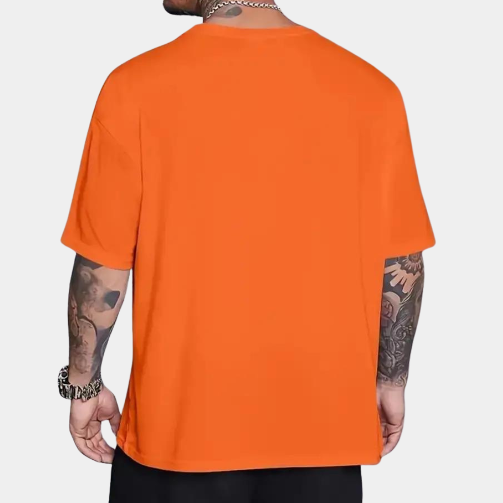 Heren t-shirt met casual ronde hals oranje