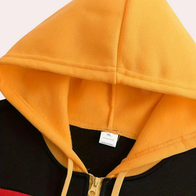 Casual oranje hoodie met kleurblok voor heren