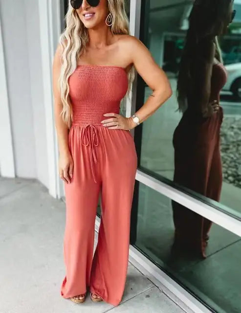 Sophia - Schouderloze Rosa Jumpsuit