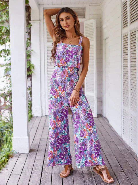 Breanna - Blumiger Weitbein-Jumpsuit