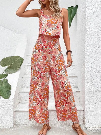 Breanna - Blumiger Weitbein-Jumpsuit