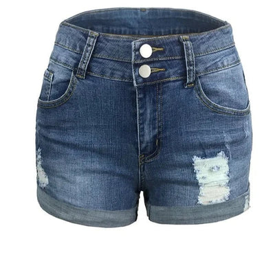 Bianca - Schwarze Denim-Shorts mit Used-Look