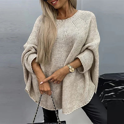 Graue Oversized-Strickbluse - Clara