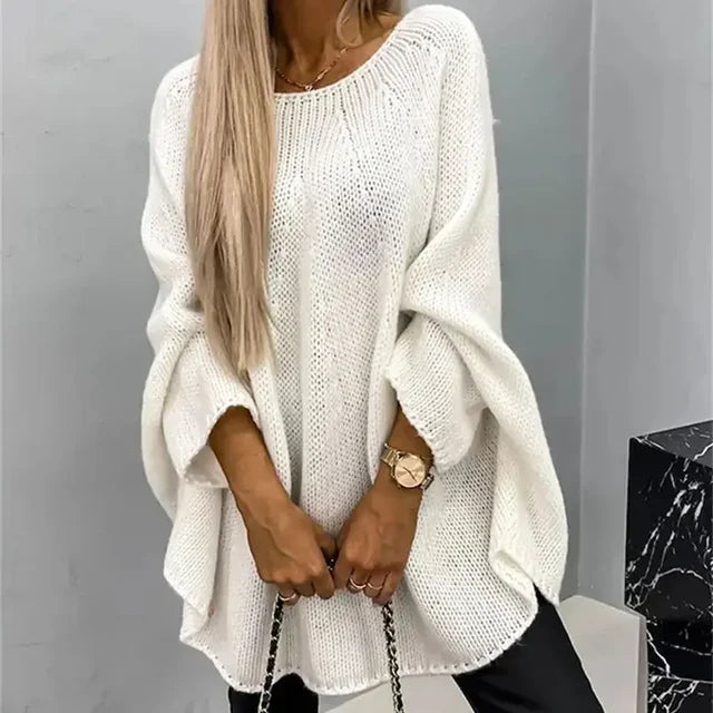 Graue Oversized-Strickbluse - Clara