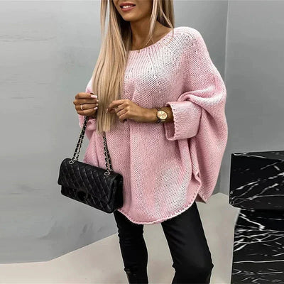 Graue Oversized-Strickbluse - Clara