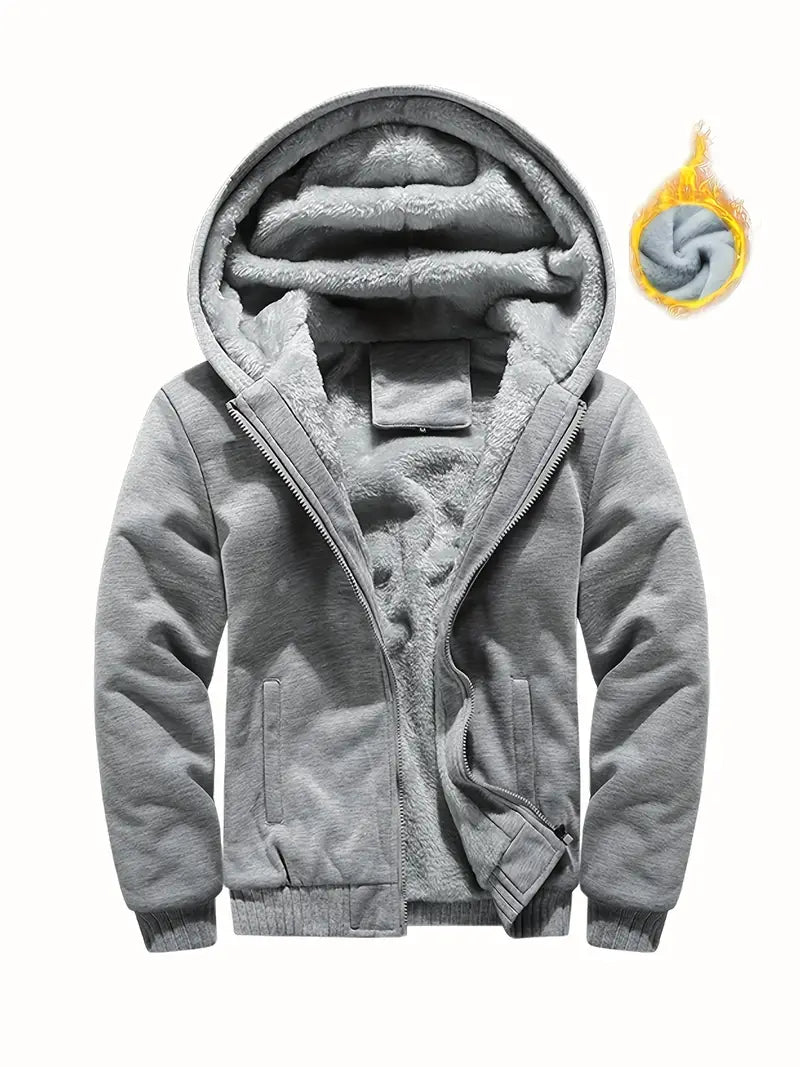 Winter Warm Fleece Zipper Hooded Jacket, Solid Farbe verdickt lässig Hoodie