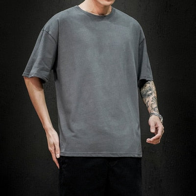 Michael's Herren T-Shirt Mode Solide Oversized Hip Hop Kurzarm Lässige Baumwolle