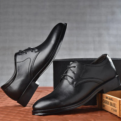 EleganZ Schwarze Leder-Business-Schuhe