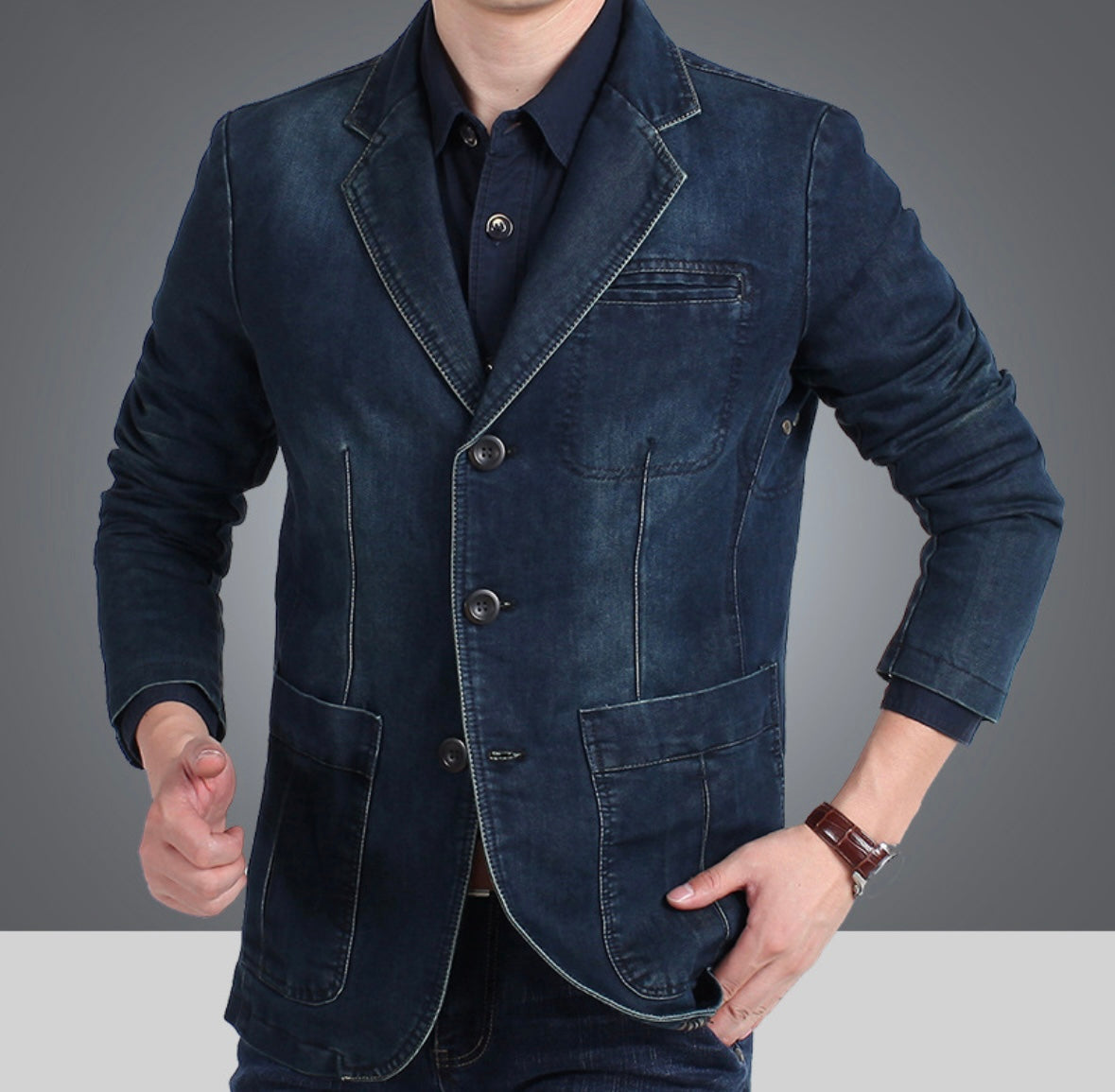 Lio - Klassischer Blazer mit Denim-Design