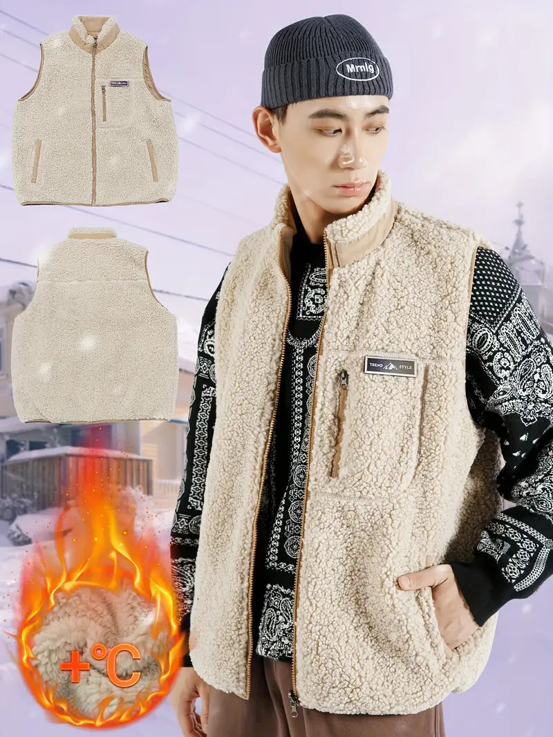 FireBrick Reversible Fleece Weste für Männer - ärmellos, warm und dick