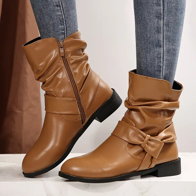 Schicke Plus Size Damenstiefel - Retro British Style mit Seitenreißverschluss